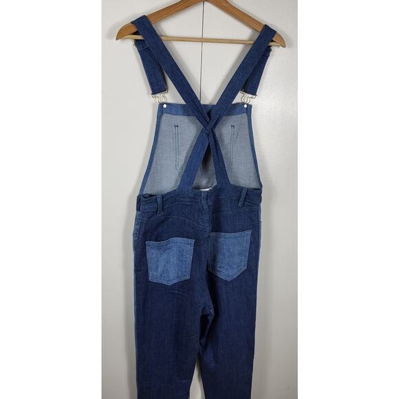 SSO Second Skin Overalls by Danielle Two Toned Blue Denim Patchwork Overalls | M - Picture 7 of 10
